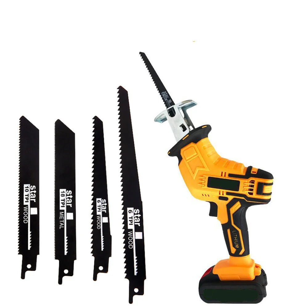 Cordless Reciprocating Saw Cutter Yellow w+ Blades