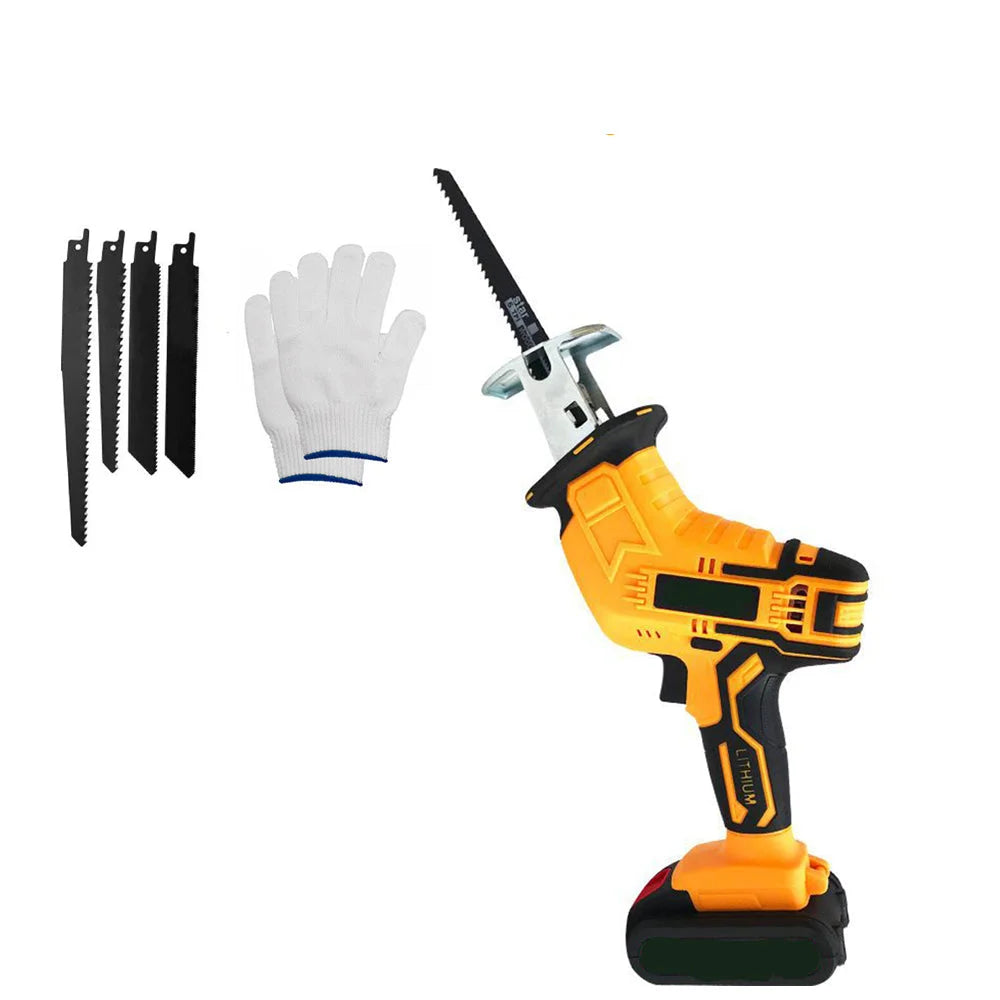 Cordless Reciprocating Saw Cutter Yellow w+ Blades