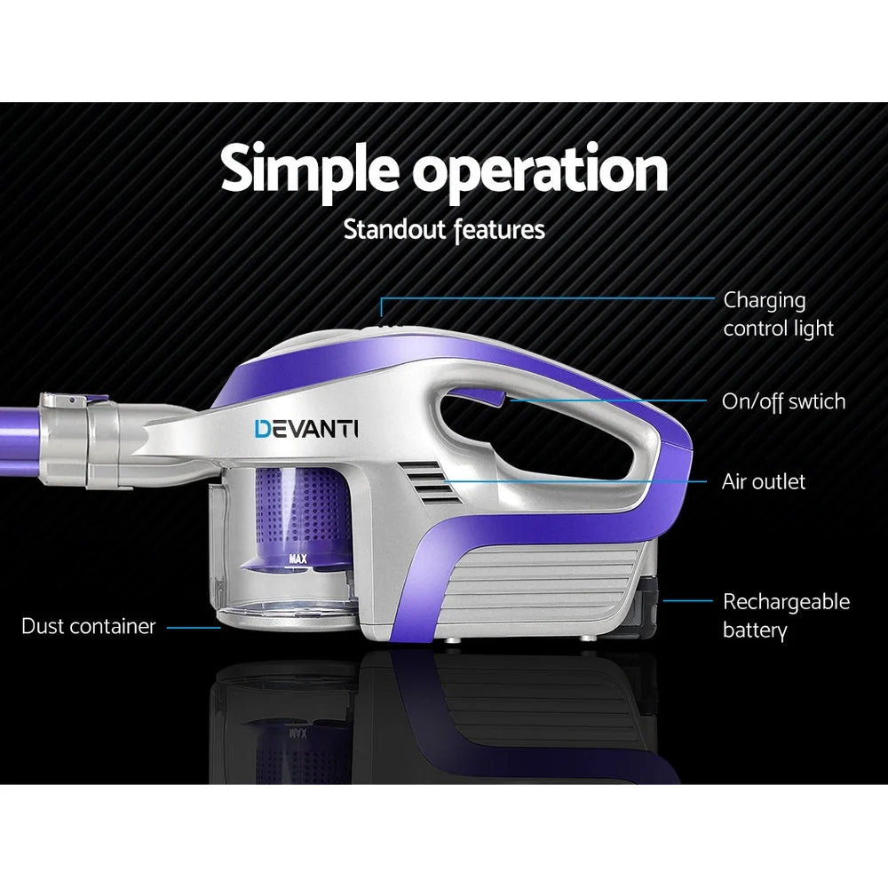 Cordless Stick Vacuum Cleaner - Purple & Grey - Vacuum