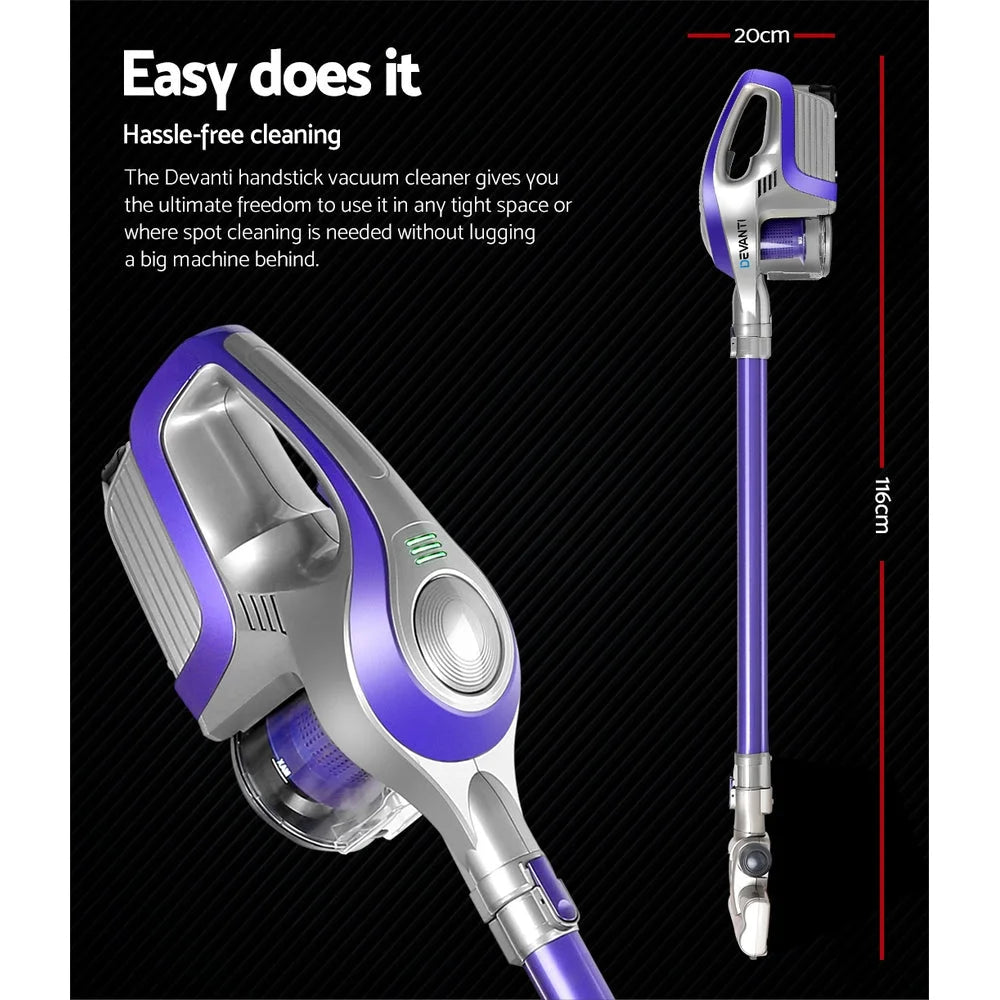 Cordless Stick Vacuum Cleaner - Purple & Grey - Vacuum