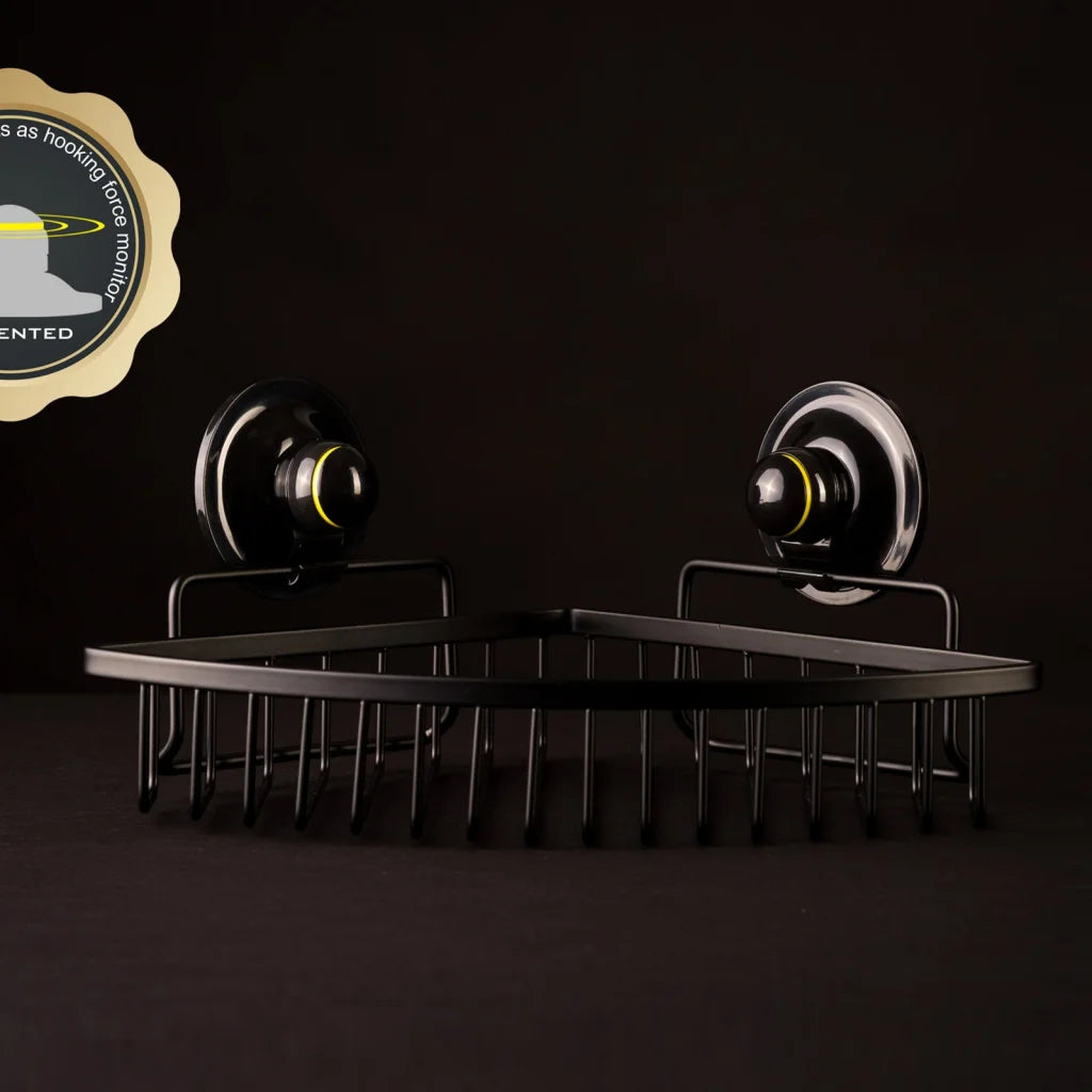 Corner Basket Removable Suction - Medium Black - Home &