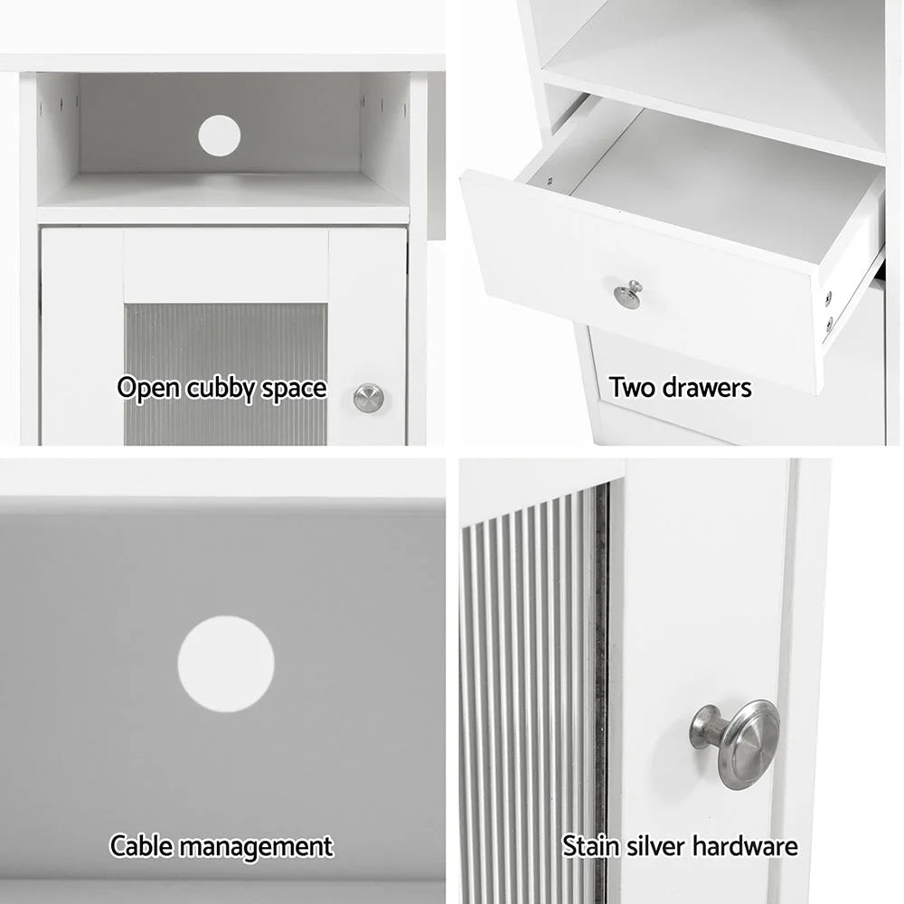 Corner Computer Desk Office Study L-Shape Table with Drawers