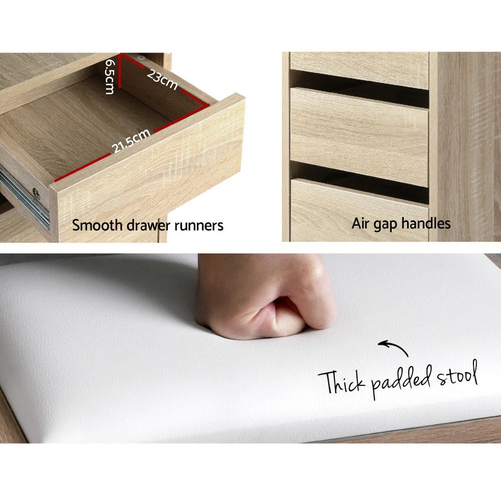 Corner Dressing Table Mirror Stool Set Makeup Vanity Desk