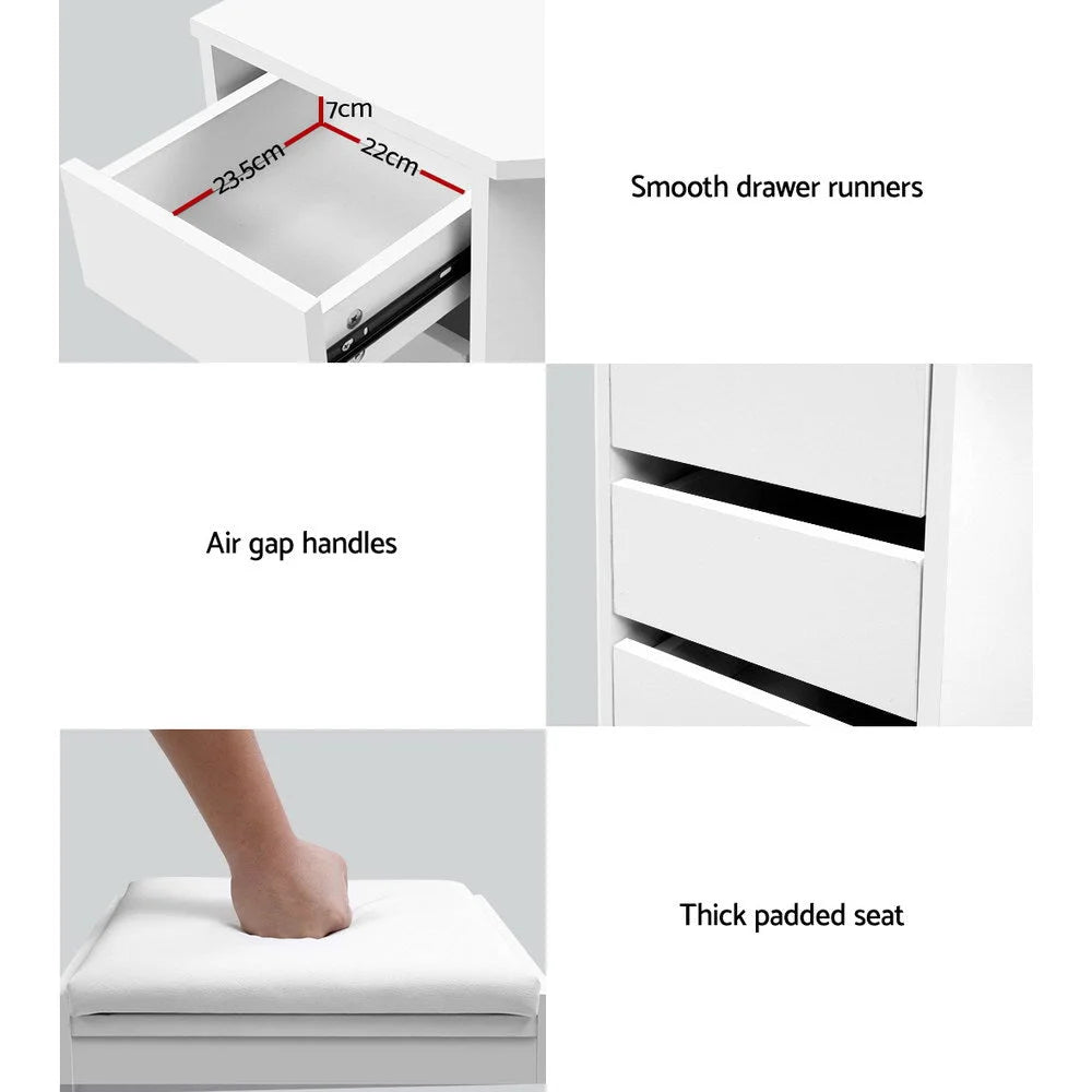 Corner Dressing Table with Mirror Stool White Makeup Table