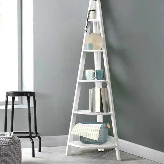 Corner Ladder Display Shelf 5-Tier Home Storage Plant Stand