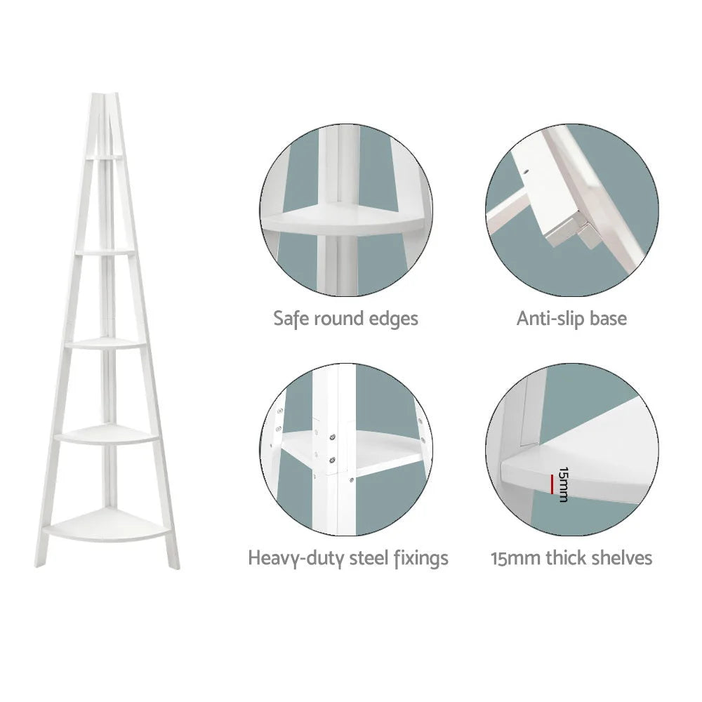 Corner Ladder Display Shelf 5-Tier Home Storage Plant Stand