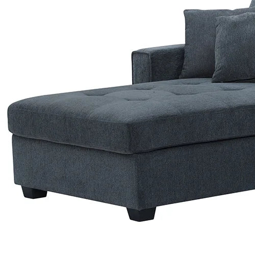 Corner Sofa Chaise Polyester Fabric Multilayer Two Pillows
