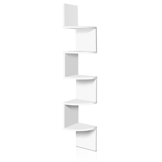Corner Wall Shelf 5 Tier - White - Living Room