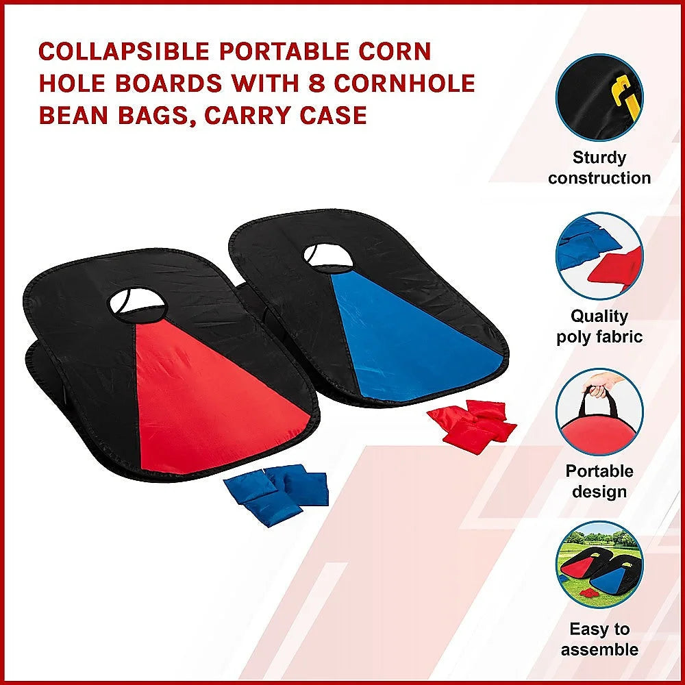 Cornhole Boards Collapsible Portable Set with 8 Bean Bags
