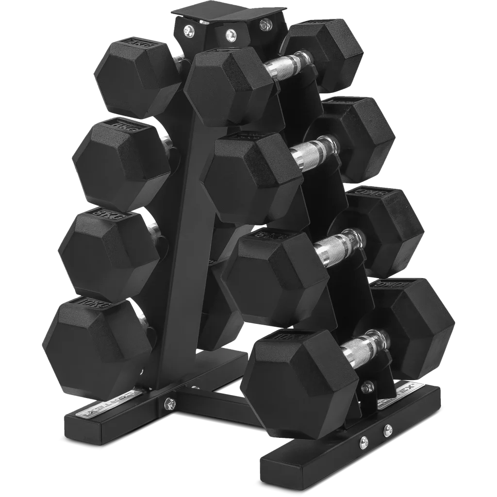 CORTEX Hex Dumbbell 56kg Set with Stand (4 6 8 10kg Pairs)
