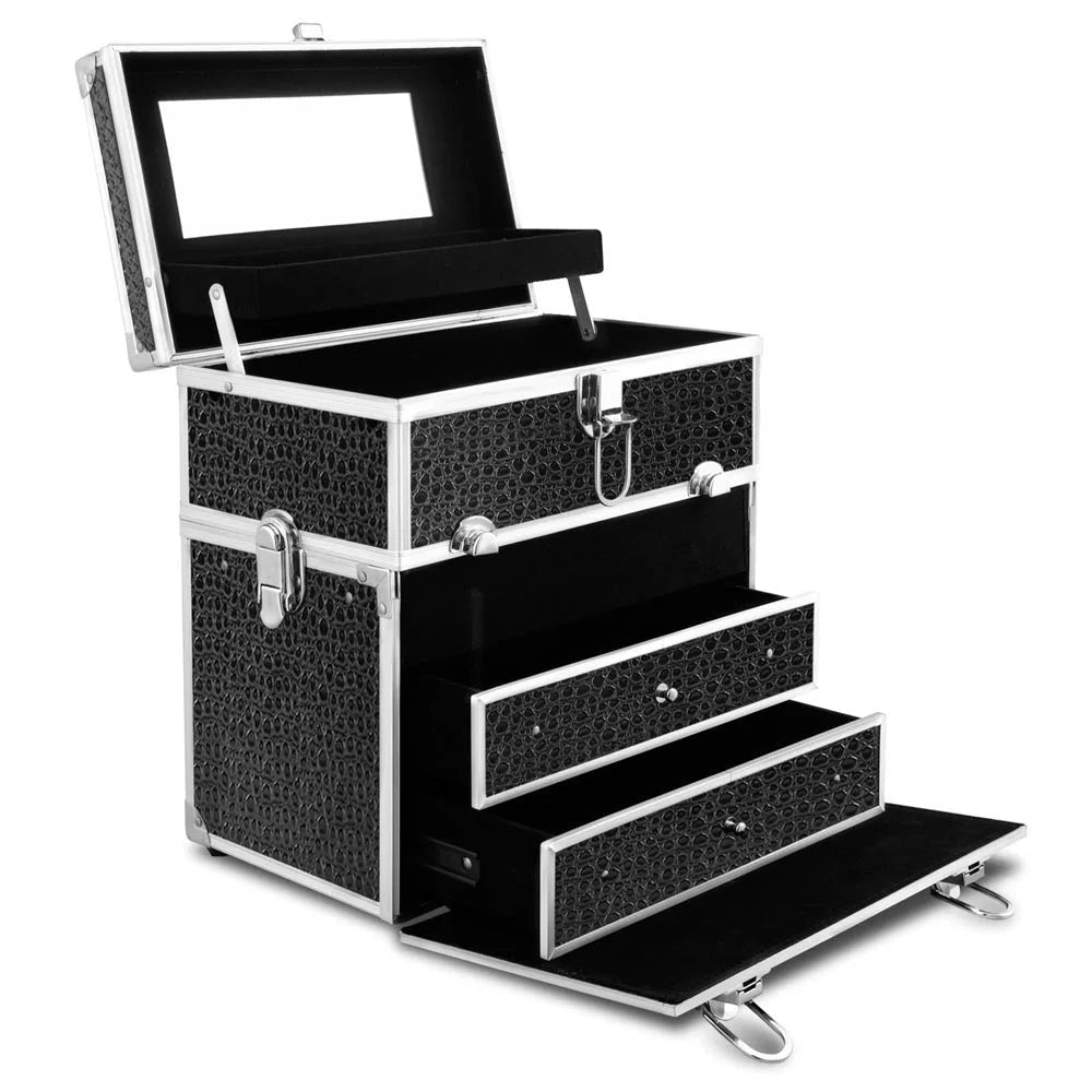 Cosmetic Beauty Makeup Carry Case Portable with Mirror