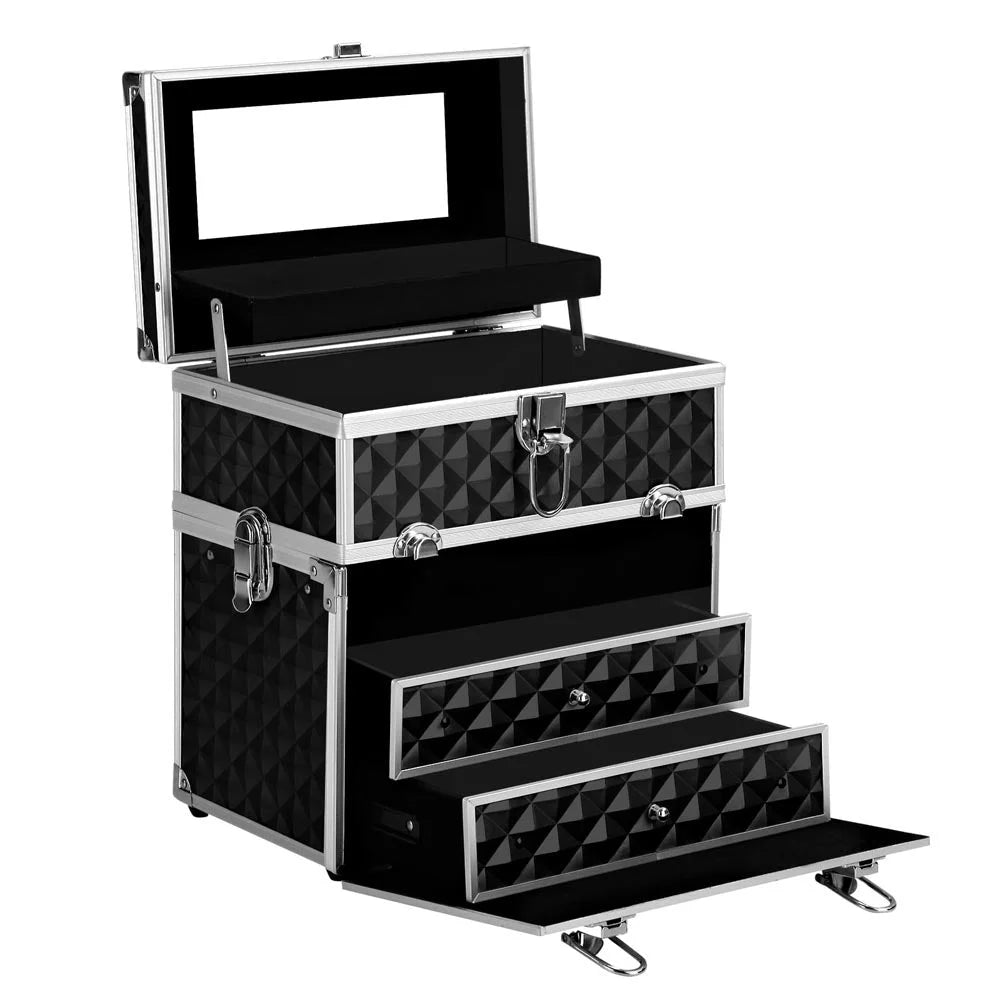 Cosmetic Beauty Makeup Carry Case Portable with Mirror