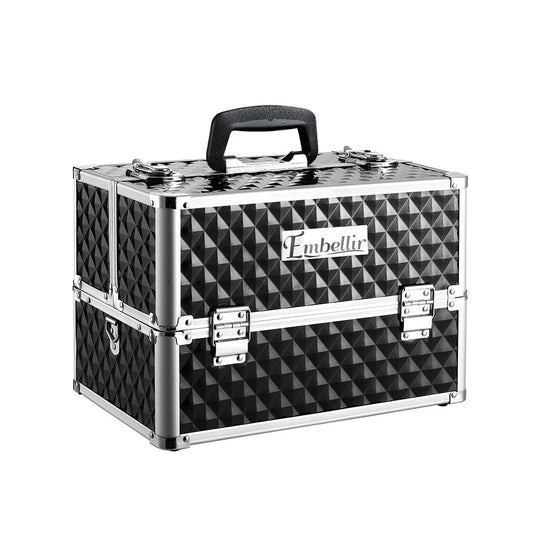 Cosmetic Beauty Makeup Case Portable Diamond Black