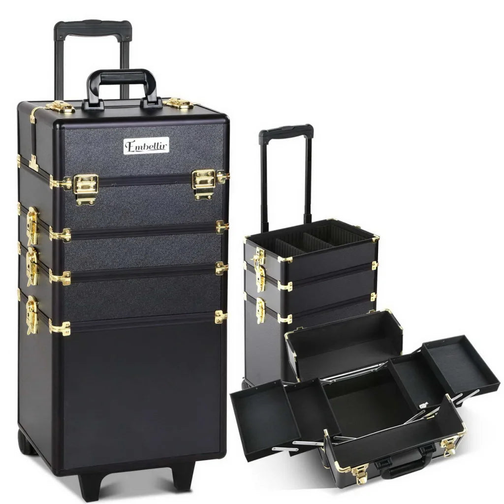 Black gold 7 1 trolley with cosmetic beauty makeup make