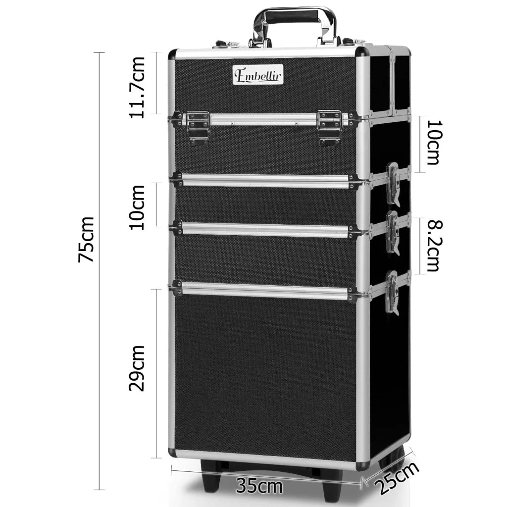Cosmetic Beauty Makeup Trolley 7-in-1 Portable Black