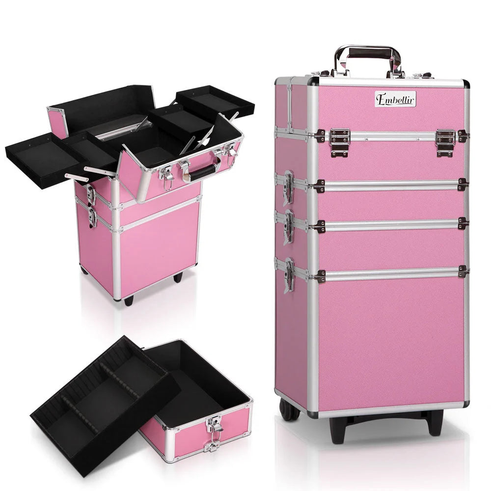 Cosmetic Beauty Makeup Trolley 7-in-1 Portable Pink