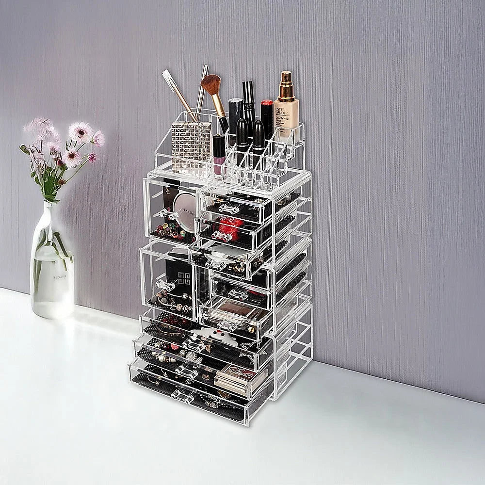 Cosmetic Organizer 11 Drawers Clear Acrylic Tower