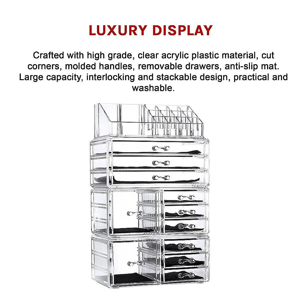 Cosmetic Organizer 11 Drawers Clear Acrylic Tower