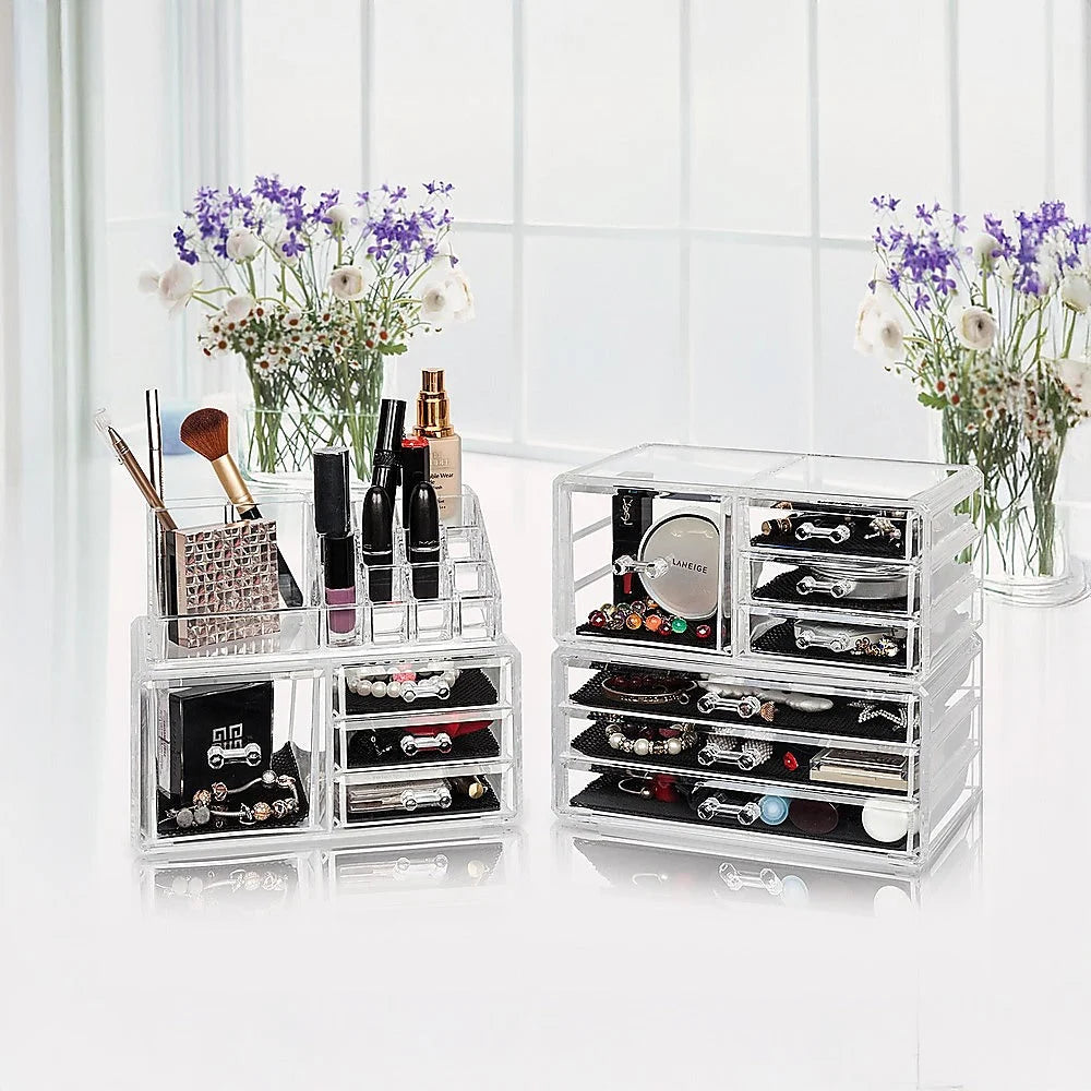 Cosmetic Organizer 11 Drawers Clear Acrylic Tower
