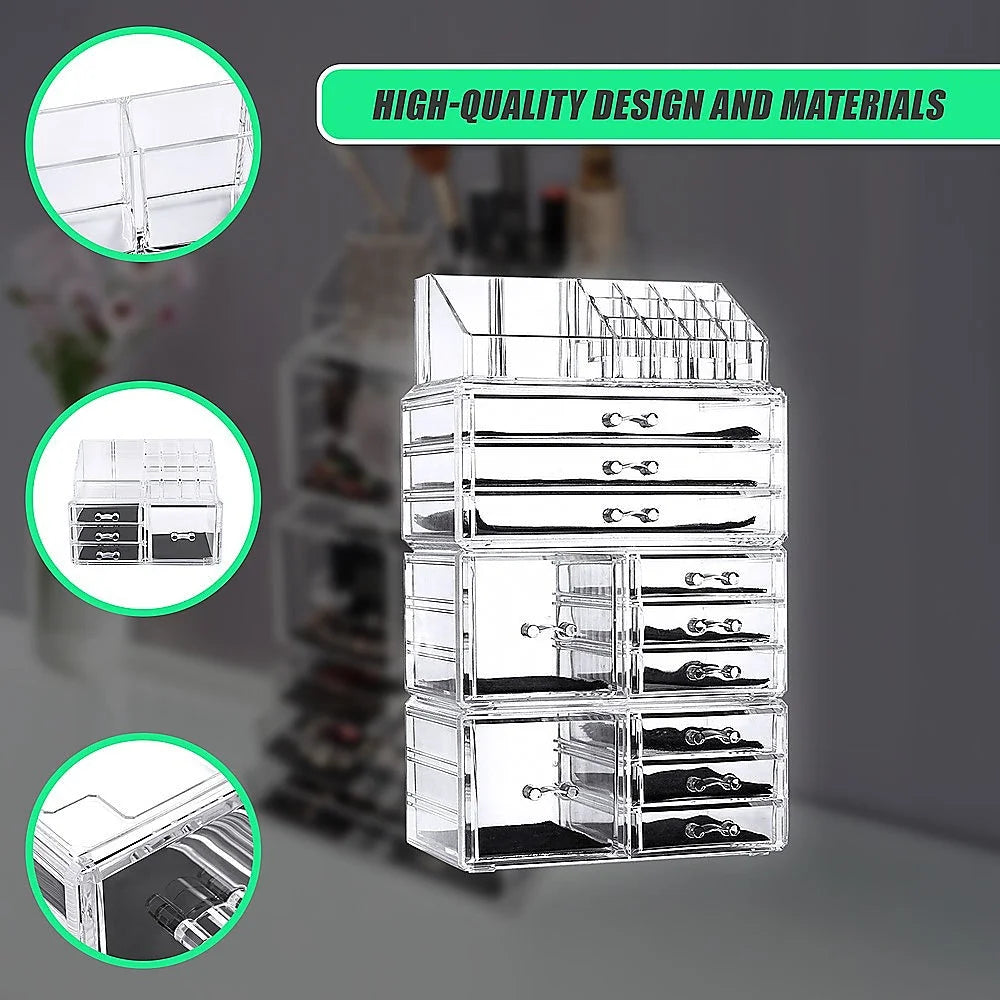 Cosmetic Organizer 11 Drawers Clear Acrylic Tower