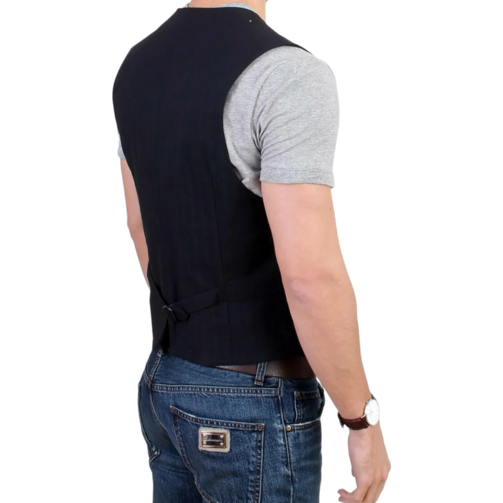 Costume National CNC Black Striped Casual Vest 48 IT Men