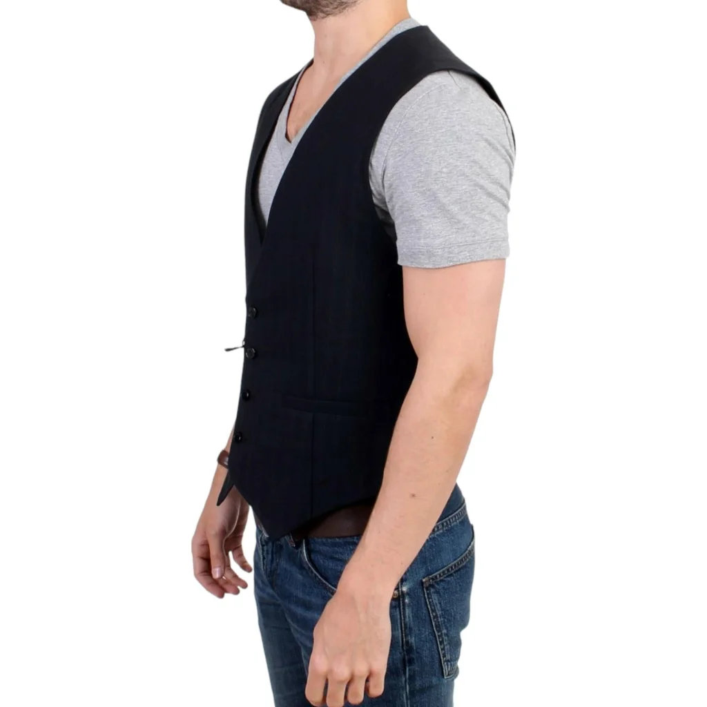 Costume National CNC Black Striped Casual Vest 48 IT Men