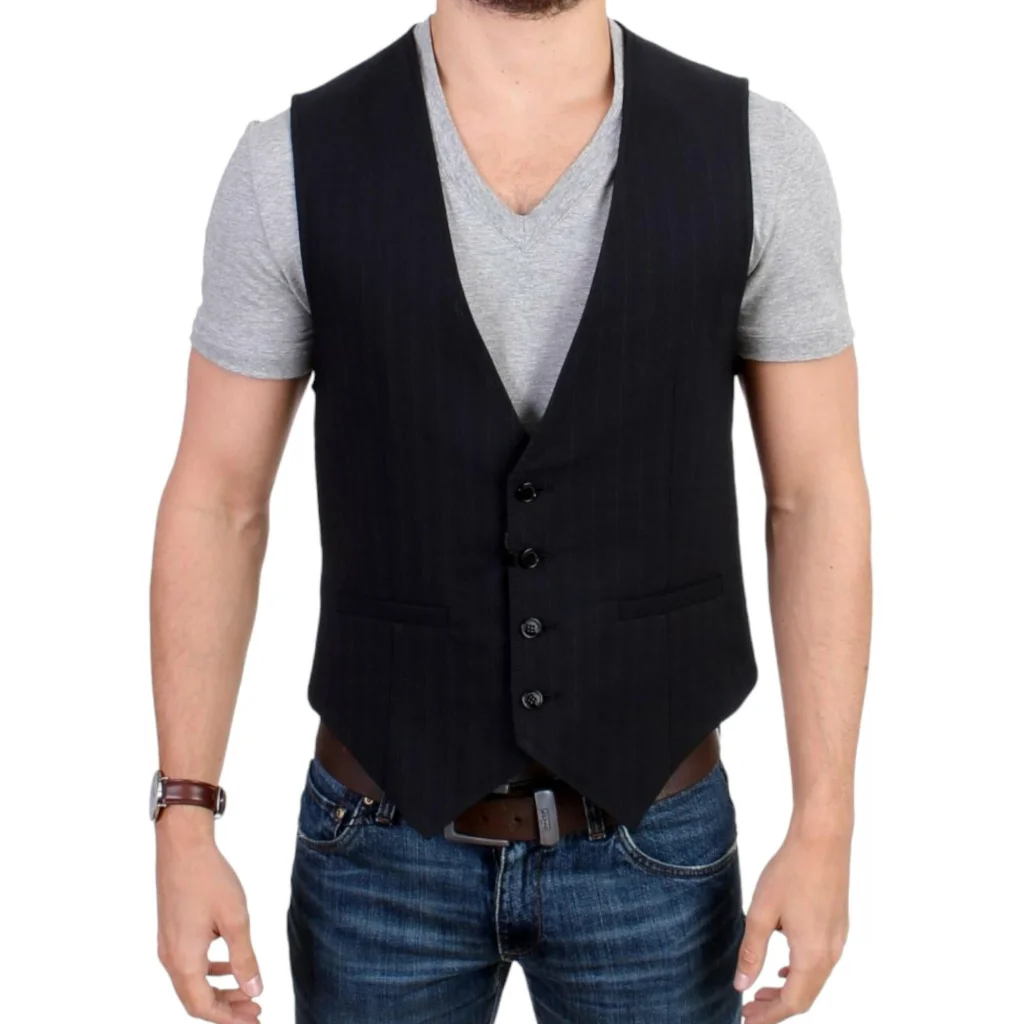 Costume National CNC Black Striped Casual Vest 48 IT Men