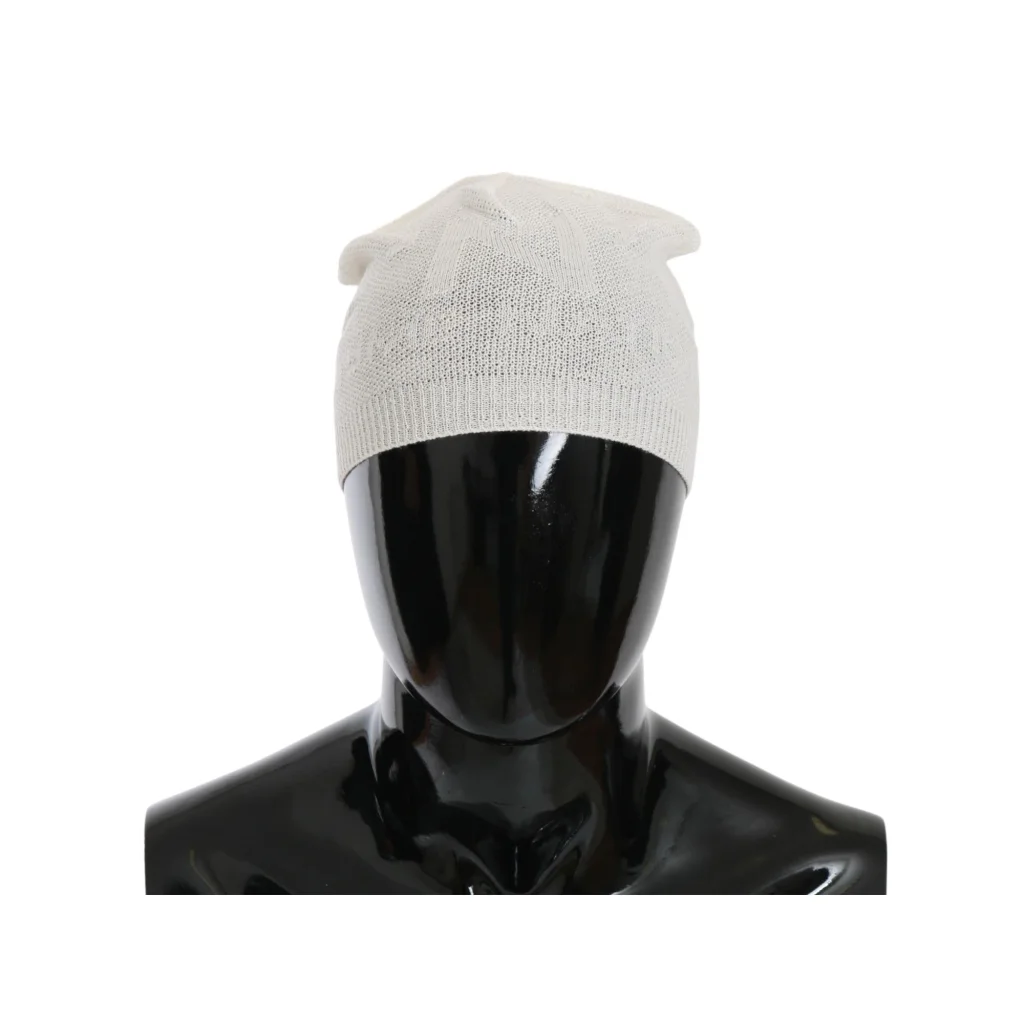 Costume National Men’s Beanie White Wool Blend Branded Hat
