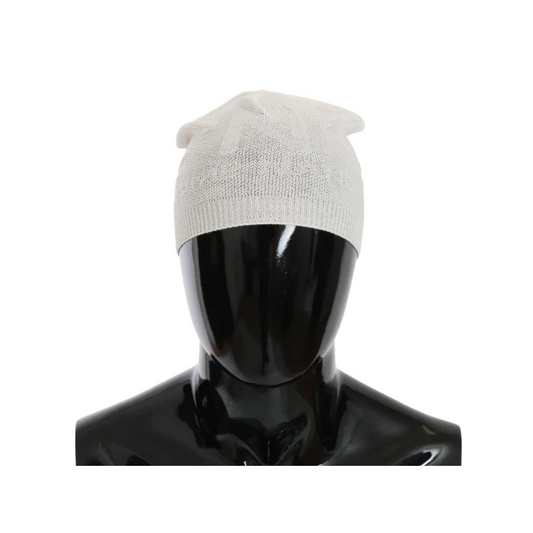 Costume National Men’s Beanie White Wool Blend Branded Hat