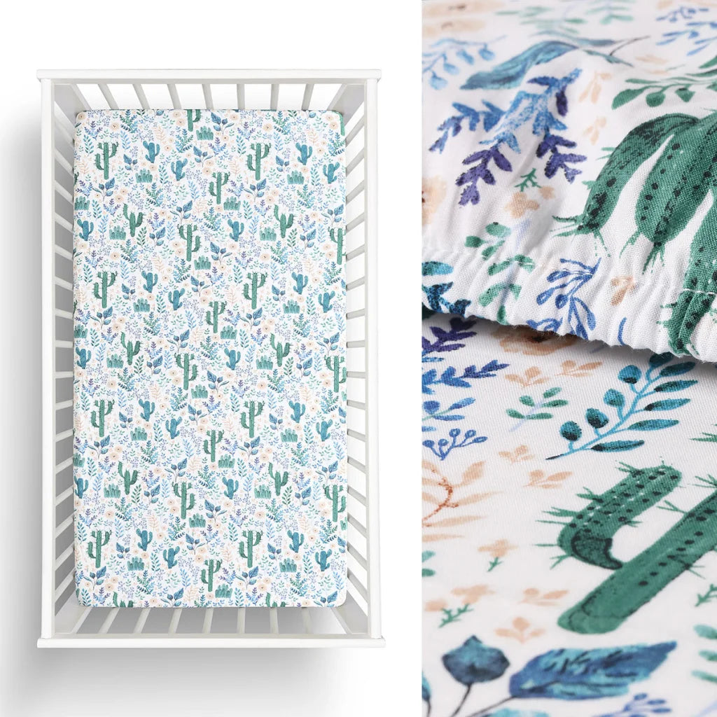 Cot Fitted Sheet Little Gem Cactus Cotton - Home & Garden