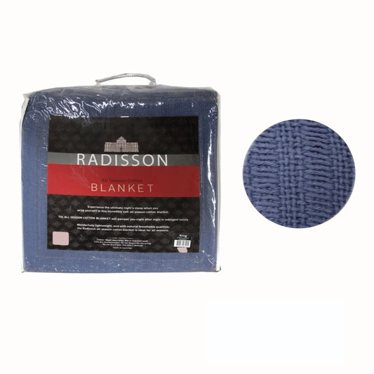 Cotton Blanket Radisson All Season Blue King - Home & Garden