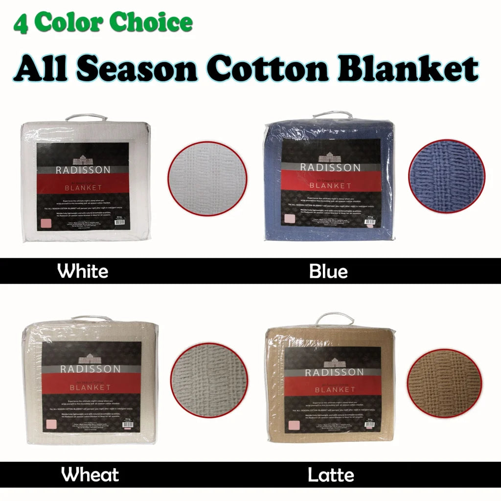 Cotton Blanket Radisson All Season Blue King - Home & Garden