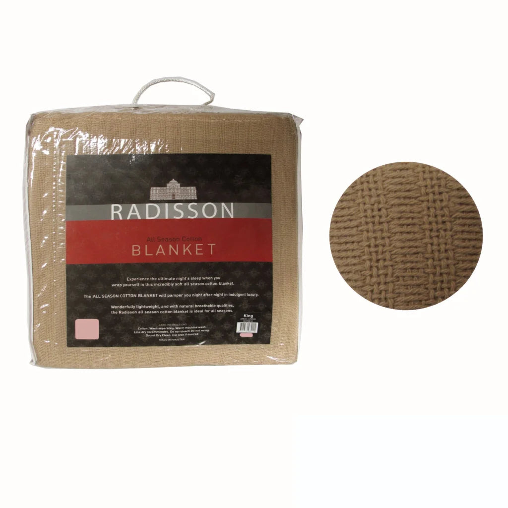Cotton Blanket Radisson All Season Latte Single - Home &