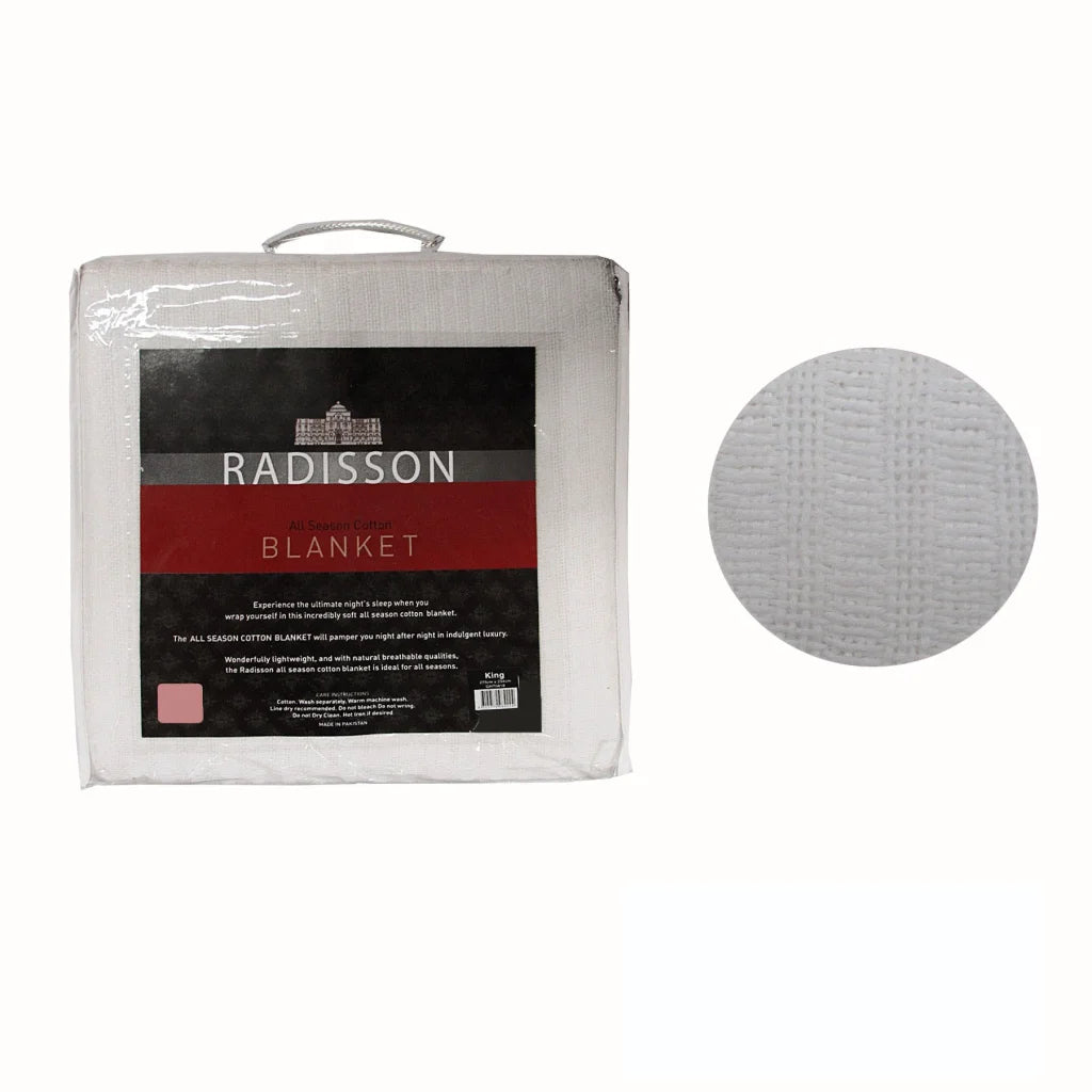 Cotton Blanket Radisson All Season White Single - Home &