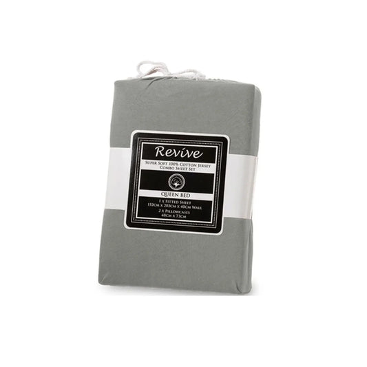 Cotton Jersey Fitted Sheet Combo Set Revive 100% - Silver