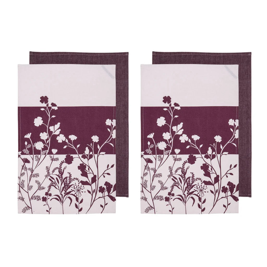 Cotton Kitchen Tea Towels Ladelle Homespun Flower Set of 4