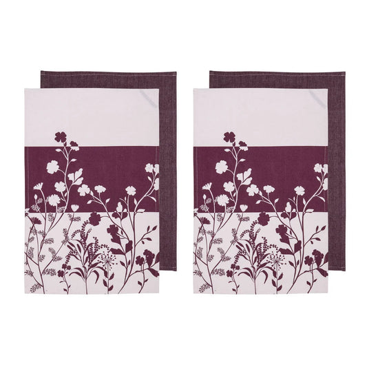 Cotton Kitchen Tea Towels Ladelle Homespun Flower Set of 4