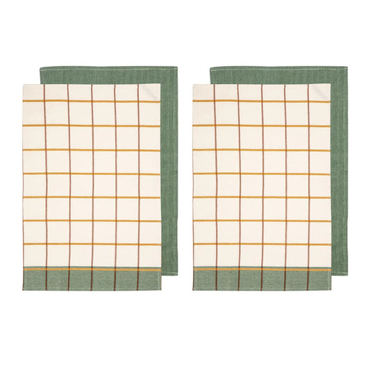 Cotton Kitchen Tea Towels Ladelle Retreat Set of 4 - Green