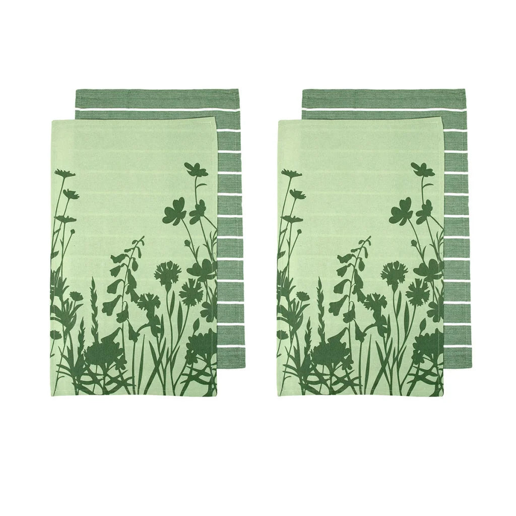 Cotton Kitchen Tea Towels Ladelle Sanctuary Floral Set of 4