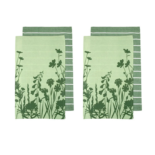 Cotton Kitchen Tea Towels Ladelle Sanctuary Floral Set of 4