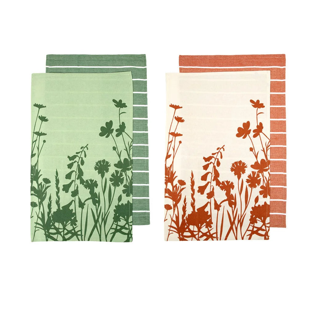 Cotton Kitchen Tea Towels Ladelle Sanctuary Floral Set of 4