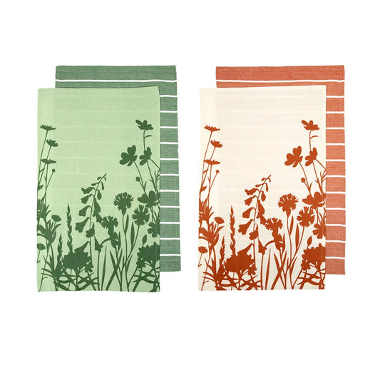 Cotton Kitchen Tea Towels Ladelle Sanctuary Floral Set of 4