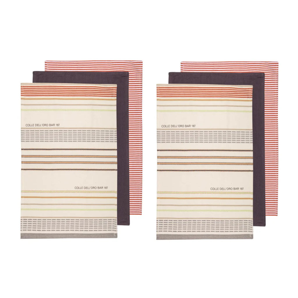 Cotton Kitchen Tea Towels Ladelle Sanctuary Set of 6 - Rust