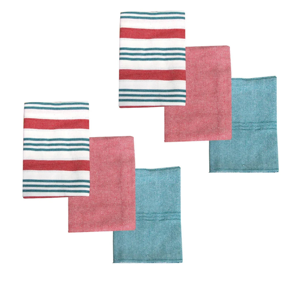 Cotton Kitchen Towels Ladelle Brick Set of 6 - Red Design 8