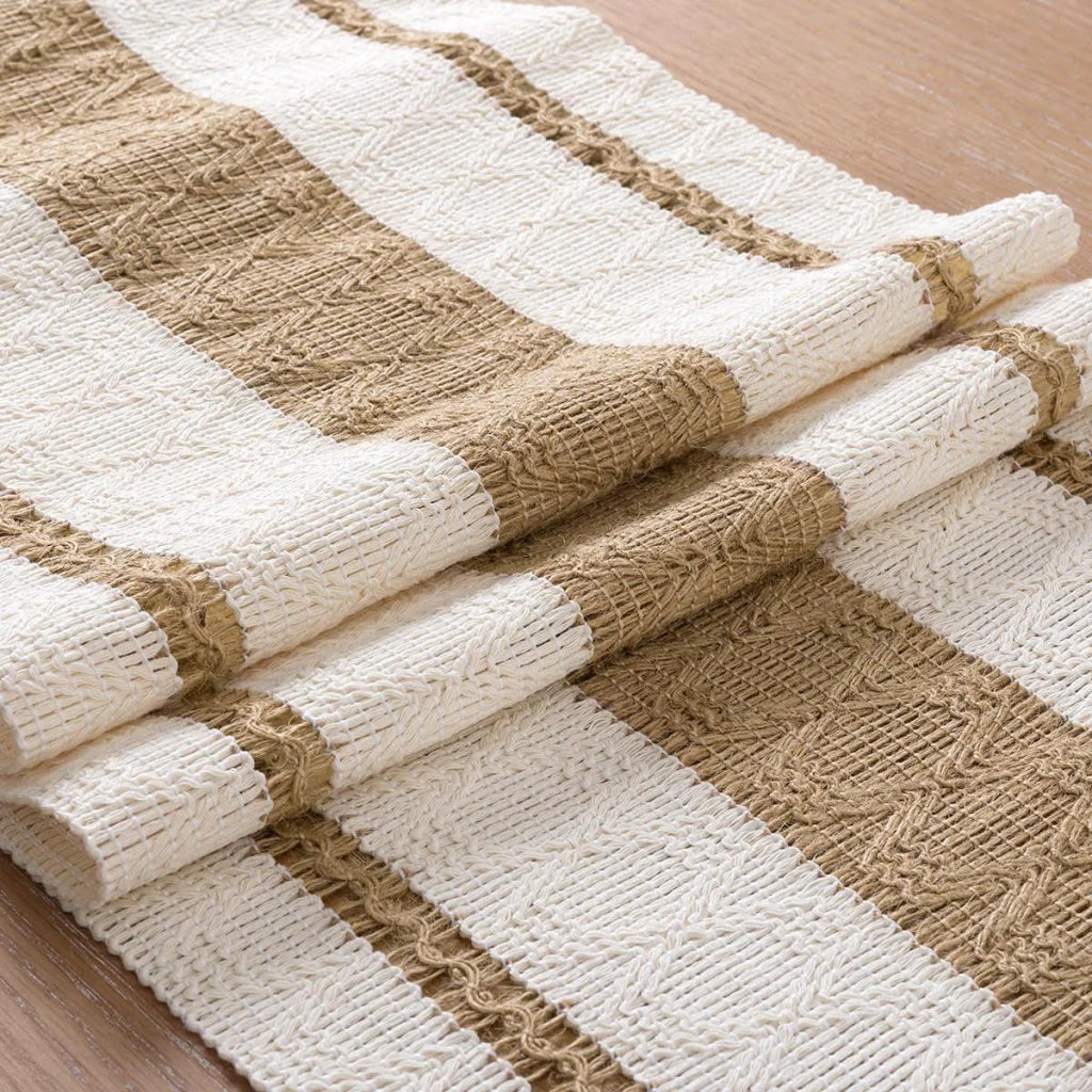 Cotton Linen Table Runner with Knot Tassel Bed End Towel