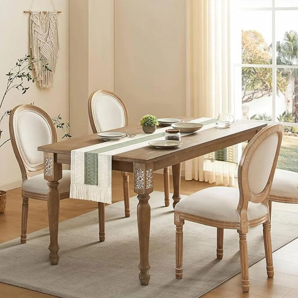 Cotton Linen Table Runner with Knot Tassel Bed End Towel