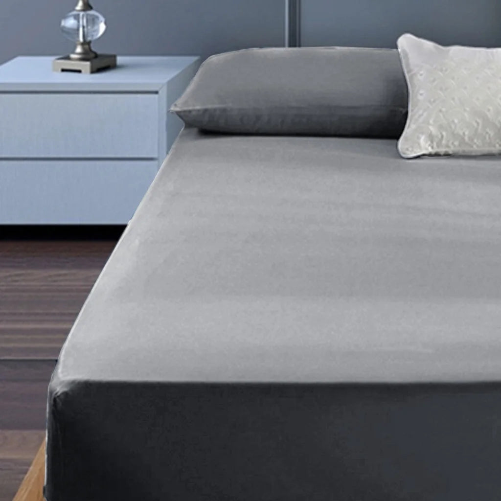Cotton Percale 400TC King Single Combo Set 50cm Wall Grey