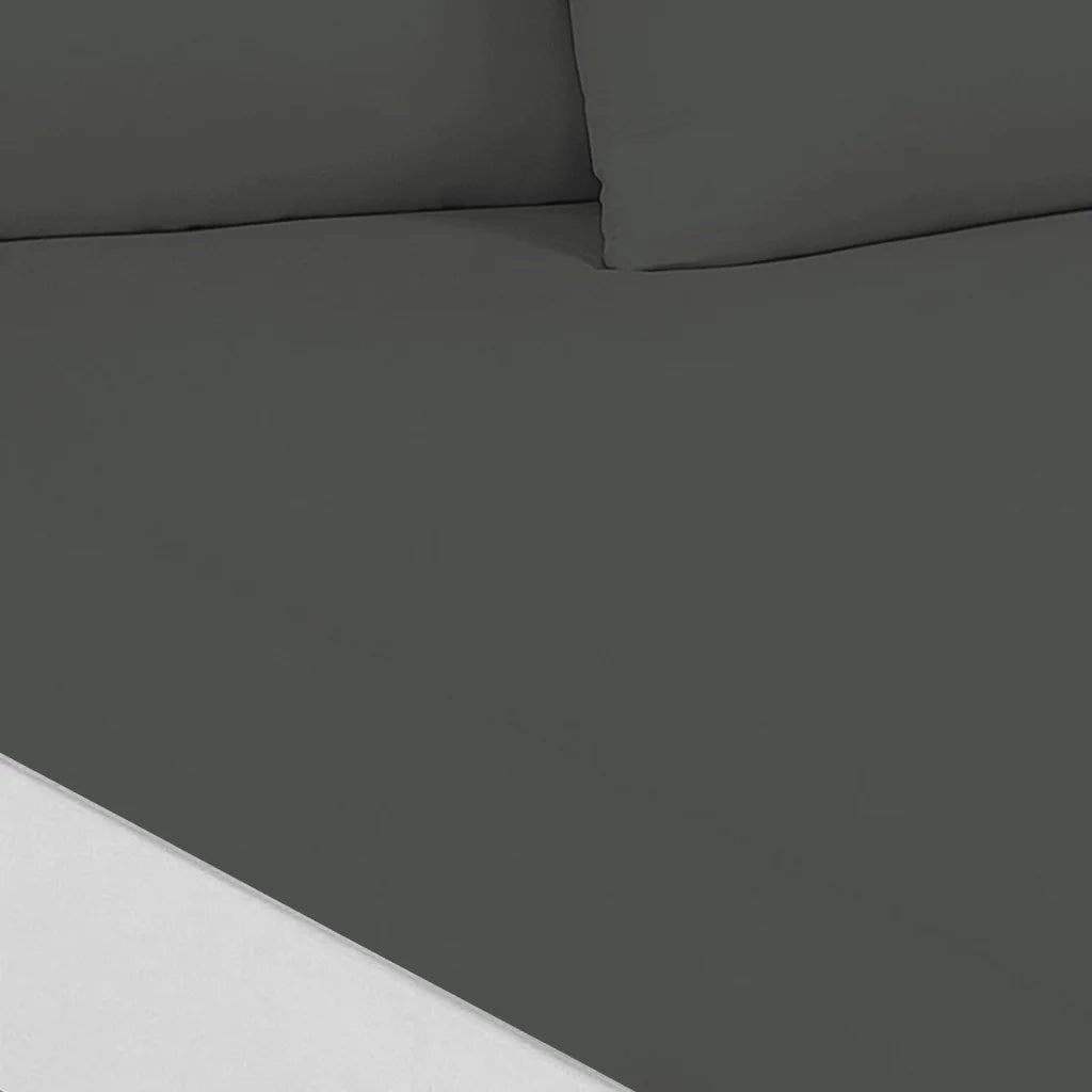 Cotton Rich Fitted Sheet 1500TC 3PC Set Double - Stone Royal Comfort