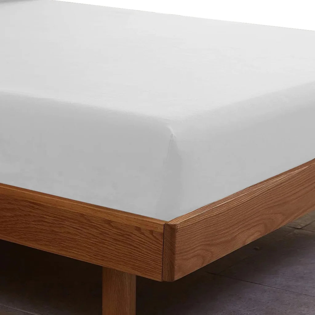 Cotton Rich Fitted Sheet 1500TC 3PC Set Double - White Royal Comfort