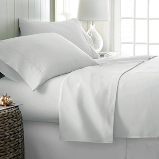 Cotton Sateen Sheet Set 400TC Queen White - Artex - Home &